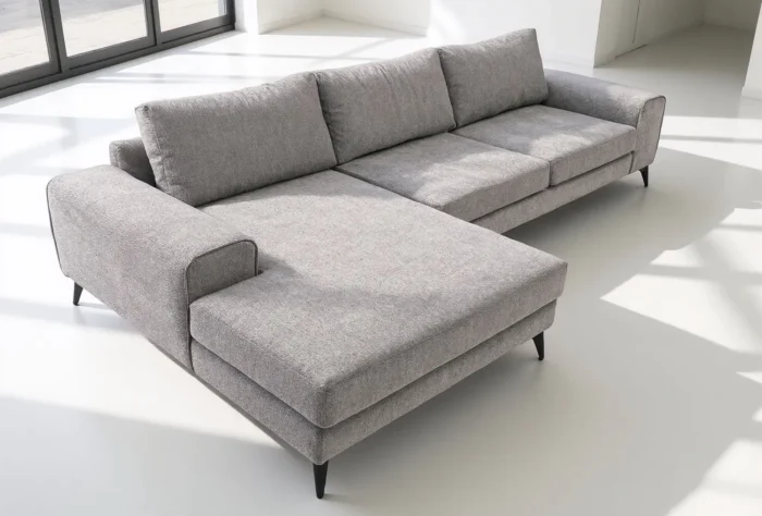 Venice Basket Weave Corner Sofa | Light Grey - Image 6