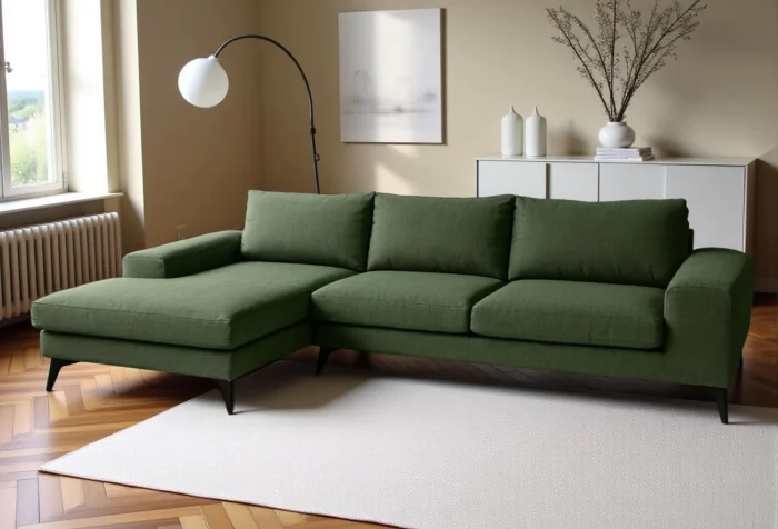 Venice Basket Weave Corner Sofa | Forest Green - Image 2