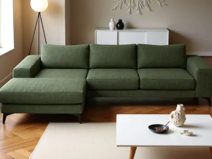 Venice Basket Weave Corner Sofa | Forest Green
