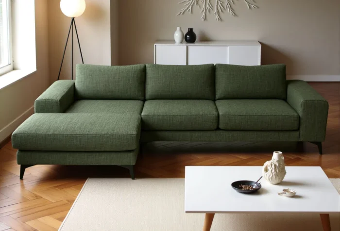 Venice Basket Weave Corner Sofa | Forest Green - Image 7