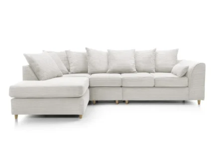 White Jumbo Cord Large Corner Sofa