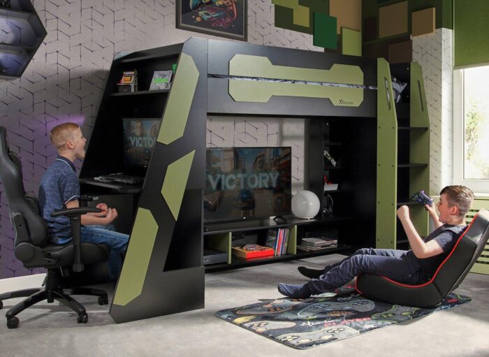 X Rocker Garrison Kids Wooden Gaming High Sleeper with Desk - Image 3