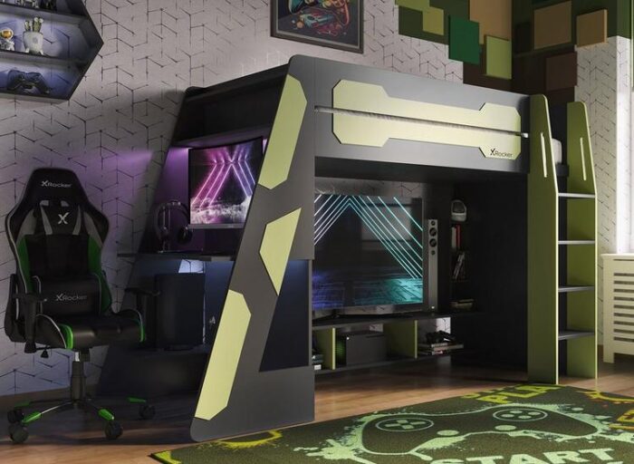 X Rocker Garrison Kids Wooden Gaming High Sleeper with Desk - Image 7