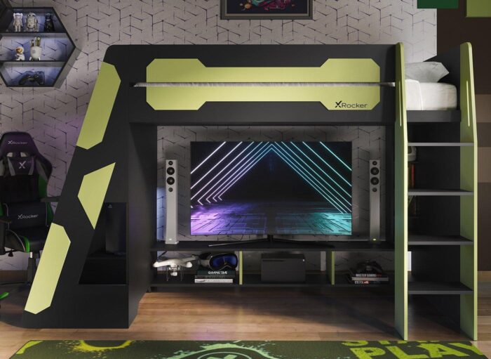 X Rocker Garrison Kids Wooden Gaming High Sleeper with Desk - Image 6