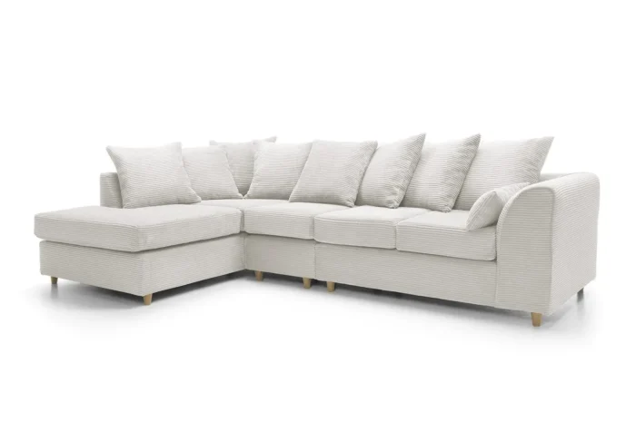 White Jumbo Cord Large Corner Sofa - Image 5
