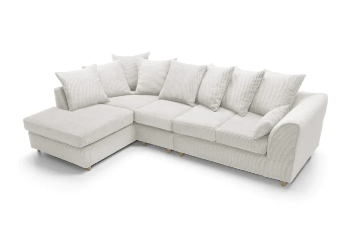 White Jumbo Cord Large Corner Sofa - Image 4