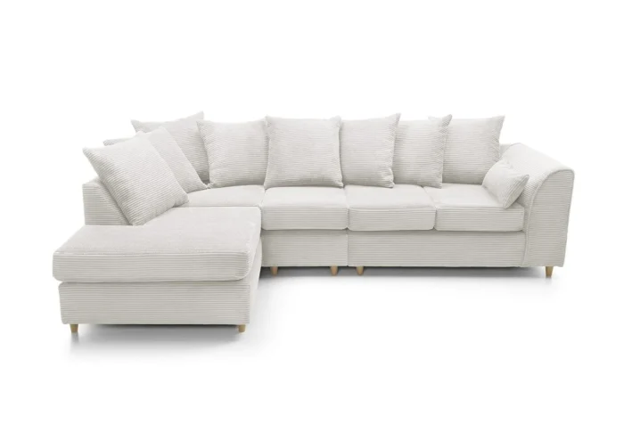 White Jumbo Cord Large Corner Sofa - Image 3