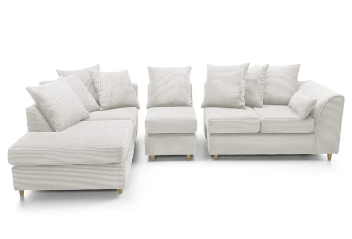 White Jumbo Cord Large Corner Sofa - Image 2