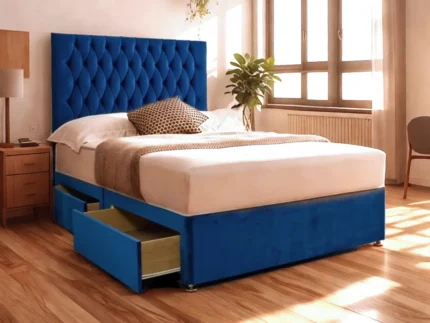 The Stratford Dream Bed | Blue| Divan Bed With Drawer Storage | The Bed Store