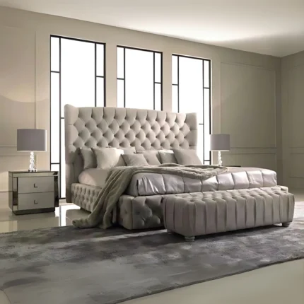 Sareena Curved Wingback Bed | Optional Ottoman Storage Bed | The Bed Store