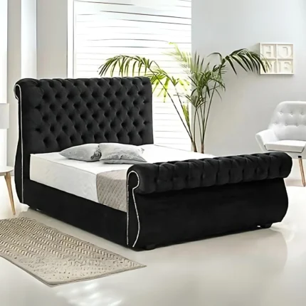 The Empress Swan Sleigh Bed | Optional Ottoman Storage Bed | The Bed Store