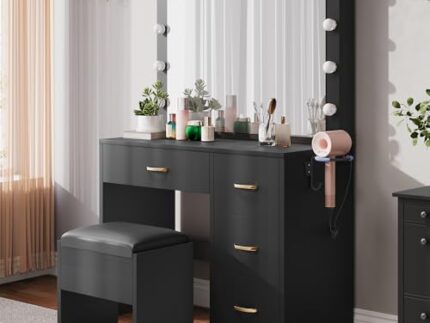 YITAHOME Dressing Table with LED Mirror & Charging Socket