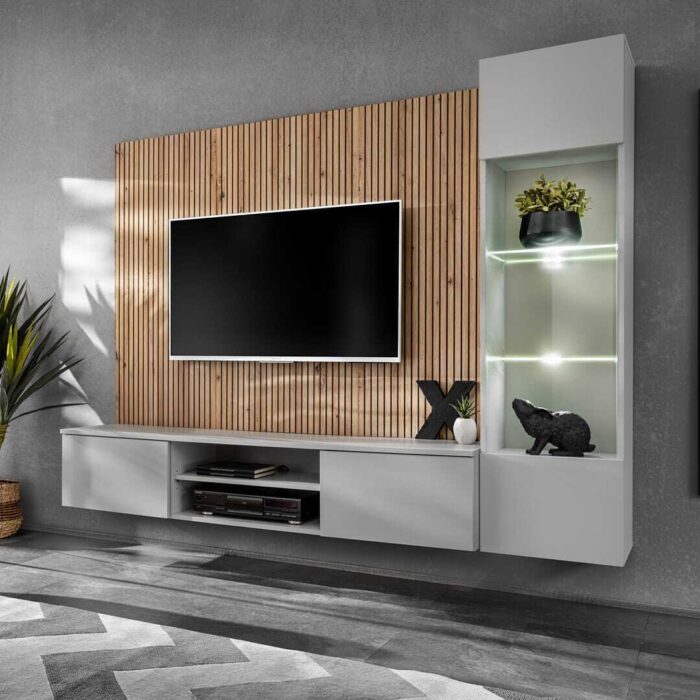 "Xavi Entertainment Unit For TVs Up To 70"" - Pearl Grey 200cm"