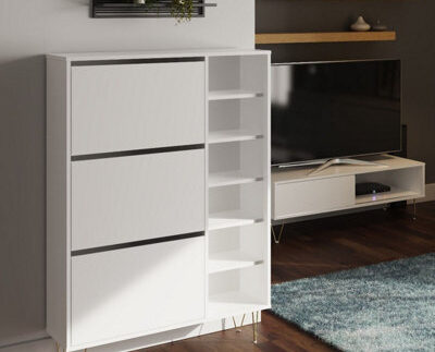 Timber Art Design Monaco 3 Drawer Shoe Cabinet In White