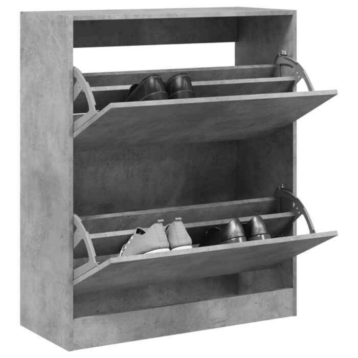 Shoe Cabinet Concrete Grey 80x34x96.5 cm Engineered Wood - Image 3