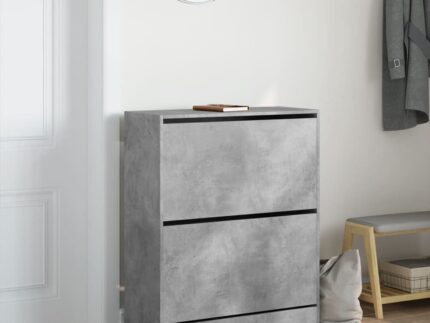 Shoe Cabinet Concrete Grey 80x34x96.5 cm Engineered Wood