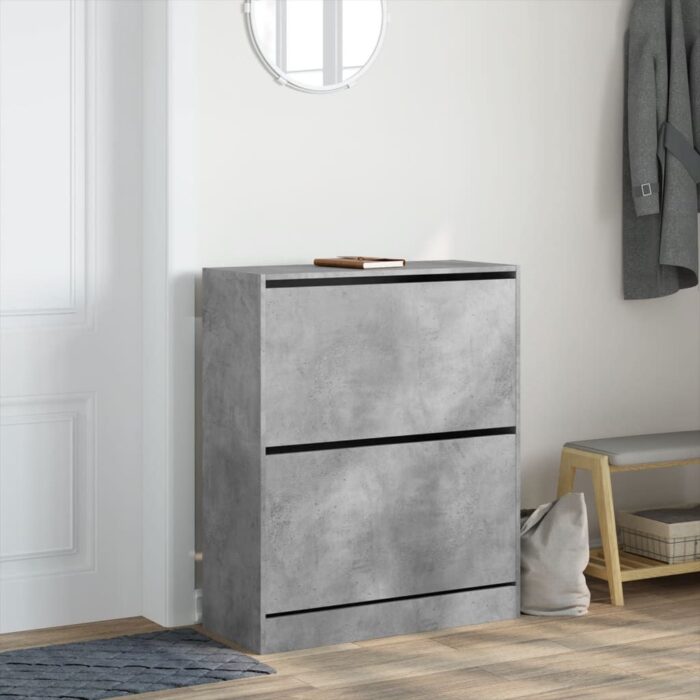 Shoe Cabinet Concrete Grey 80x34x96.5 cm Engineered Wood