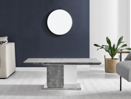 Alba Rectangular Stone Effect and White Gloss Coffee Table