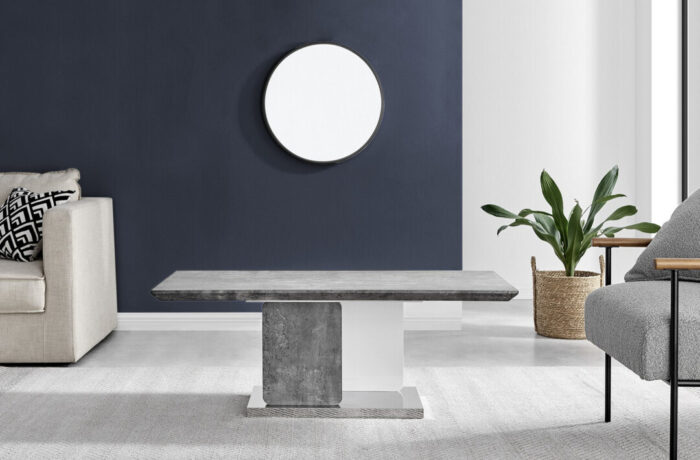 Alba Rectangular Stone Effect and White Gloss Coffee Table