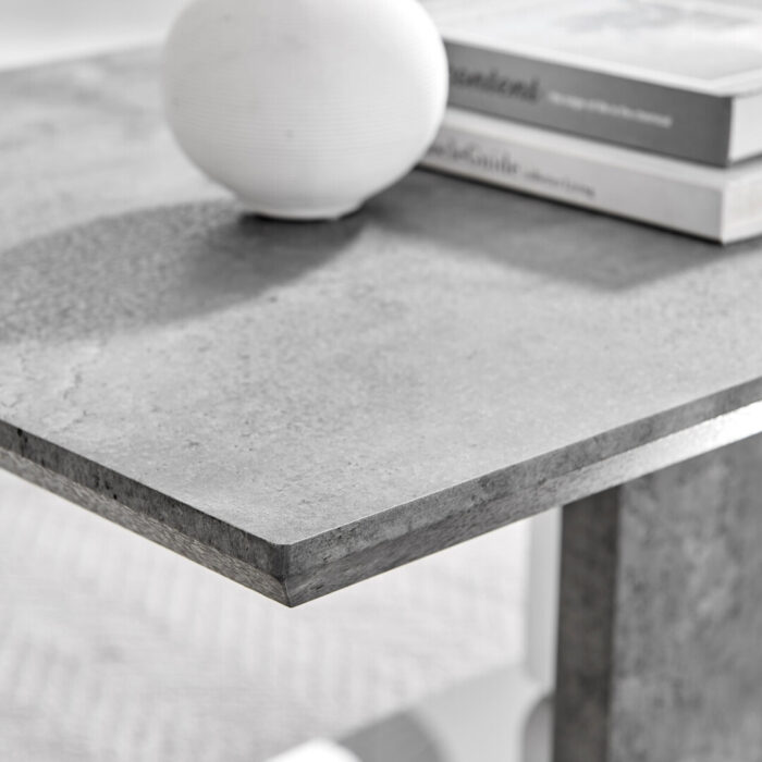 Alba Rectangular Stone Effect and White Gloss Coffee Table - Image 3