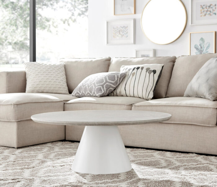 Palma Round Beige Stone Coffee Table - Image 3