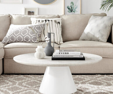 Palma Round Beige Stone Coffee Table