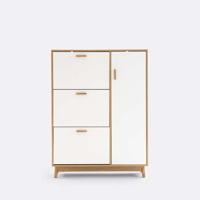 Sheldon Shoe Cabinet with 3 Compartments & 1 Cupboard - Image 3