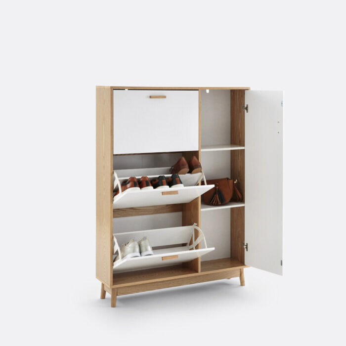 Sheldon Shoe Cabinet with 3 Compartments & 1 Cupboard