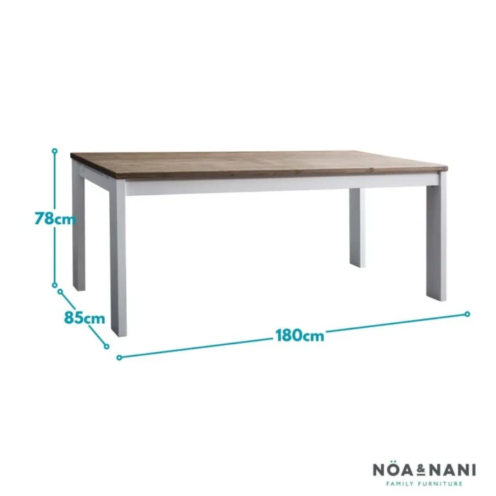 Hever Dining Table in White & Dark Pine - Image 2