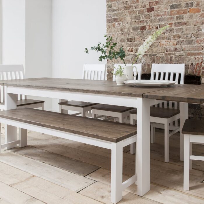 Hever Dining Table in White & Dark Pine - Image 3