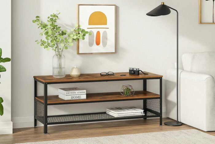 Rackhams 140cm Industrial TV Stand – Rustic Brown with Metal Frame - Image 5