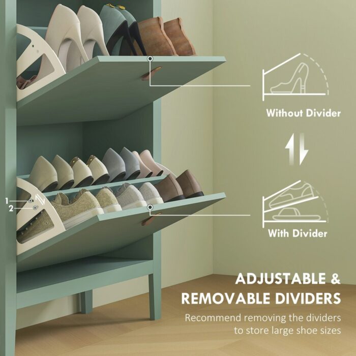 Rackhams 2 Drawer Shoe Cabinet with Flip Doors for Hallway - Image 4