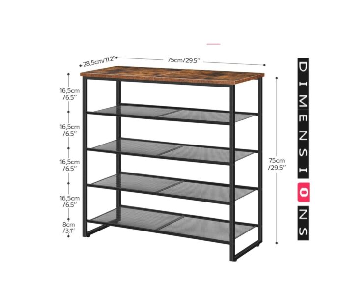 Rackhams 5-Tier Industrial Shoe Rack - Metal Frame Organizer - Image 5