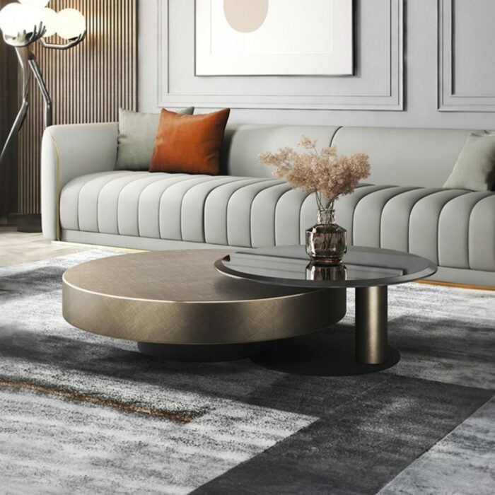 Rackhams Gold Nesting Coffee Table, Gold - 90cm / 55cm