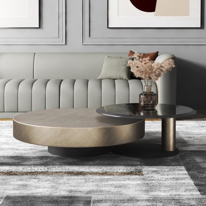 Rackhams Gold Nesting Coffee Table, Gold - 90cm / 55cm - Image 4