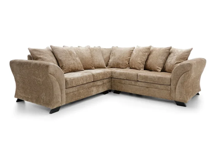 BROWN FARROW CRUSHED CHENILLE CORNER SOFA - Image 8