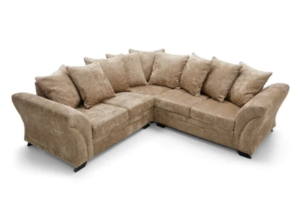 BROWN FARROW CRUSHED CHENILLE CORNER SOFA