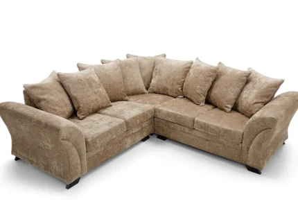 BROWN FARROW CRUSHED CHENILLE CORNER SOFA