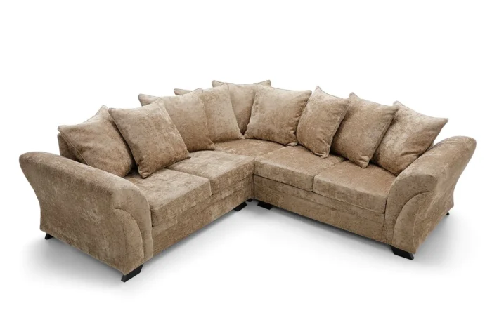 BROWN FARROW CRUSHED CHENILLE CORNER SOFA