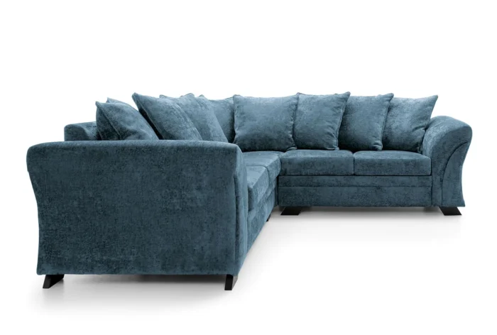 DARK BLUE FARROW CRUSHED CHENILLE CORNER SOFA - Image 9