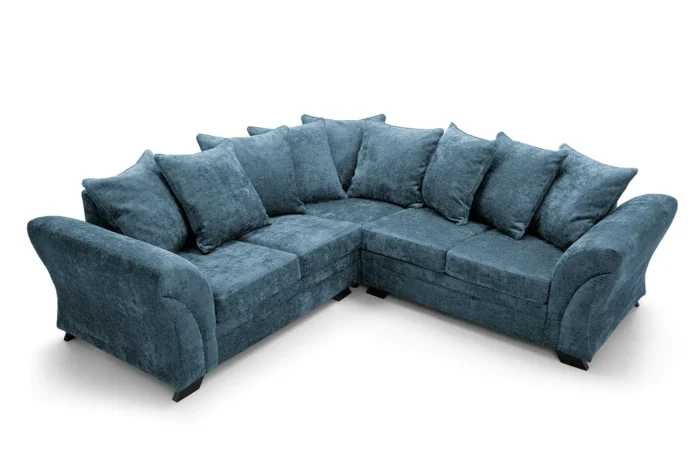 DARK BLUE FARROW CRUSHED CHENILLE CORNER SOFA - Image 10