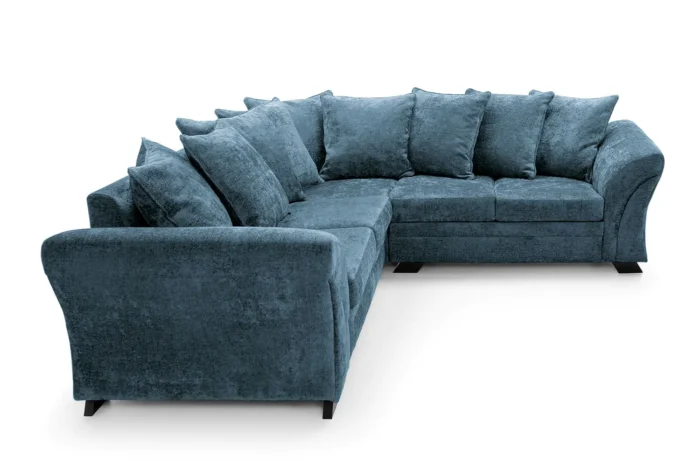 DARK BLUE FARROW CRUSHED CHENILLE CORNER SOFA - Image 8