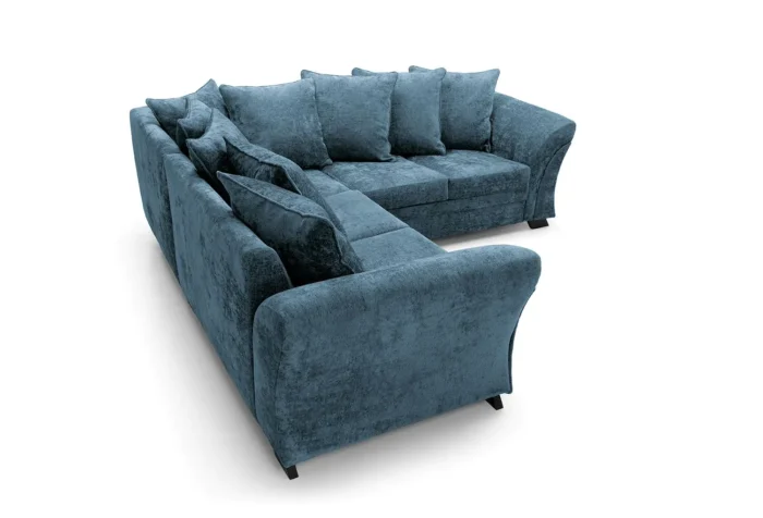 DARK BLUE FARROW CRUSHED CHENILLE CORNER SOFA - Image 7