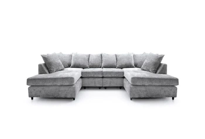 Light Gray Harriet Crushed Chenille U-Shape Sofa