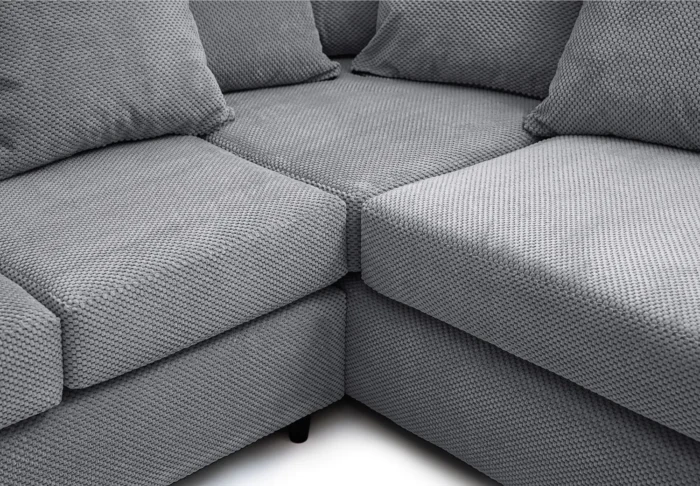 Light Gray Jumbo Cord Corner Sofa Grid-Textured - Image 3