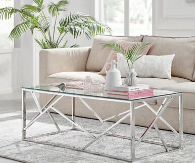 Amalfi Rectangular Glass and Silver Coffee Table