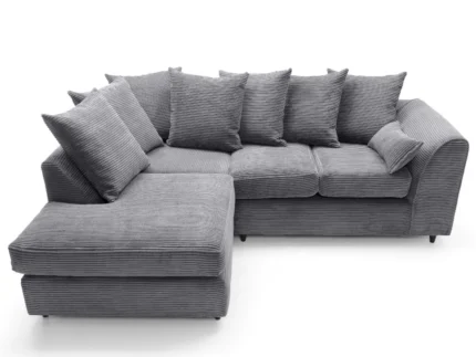 Gray Jumbo Cord Corner Sofa