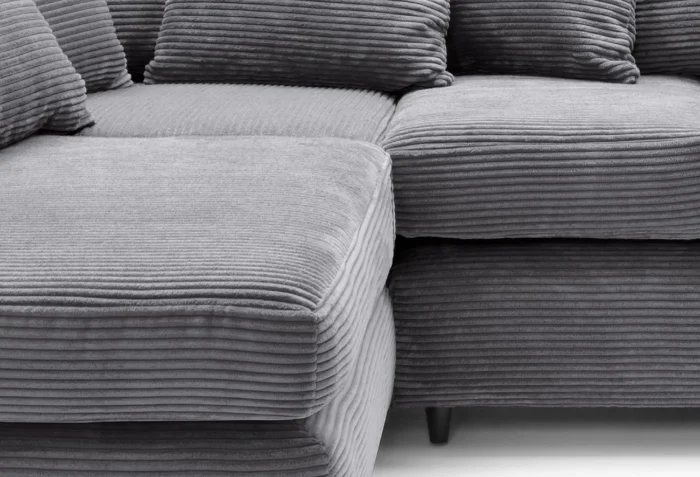 Gray Jumbo Cord Corner Sofa - Image 3