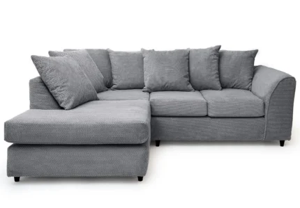 Light Gray Jumbo Cord Corner Sofa Grid-Textured