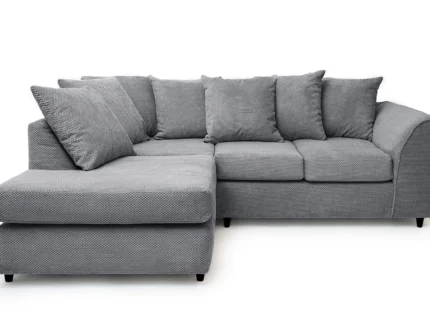 Light Gray Jumbo Cord Corner Sofa Grid-Textured